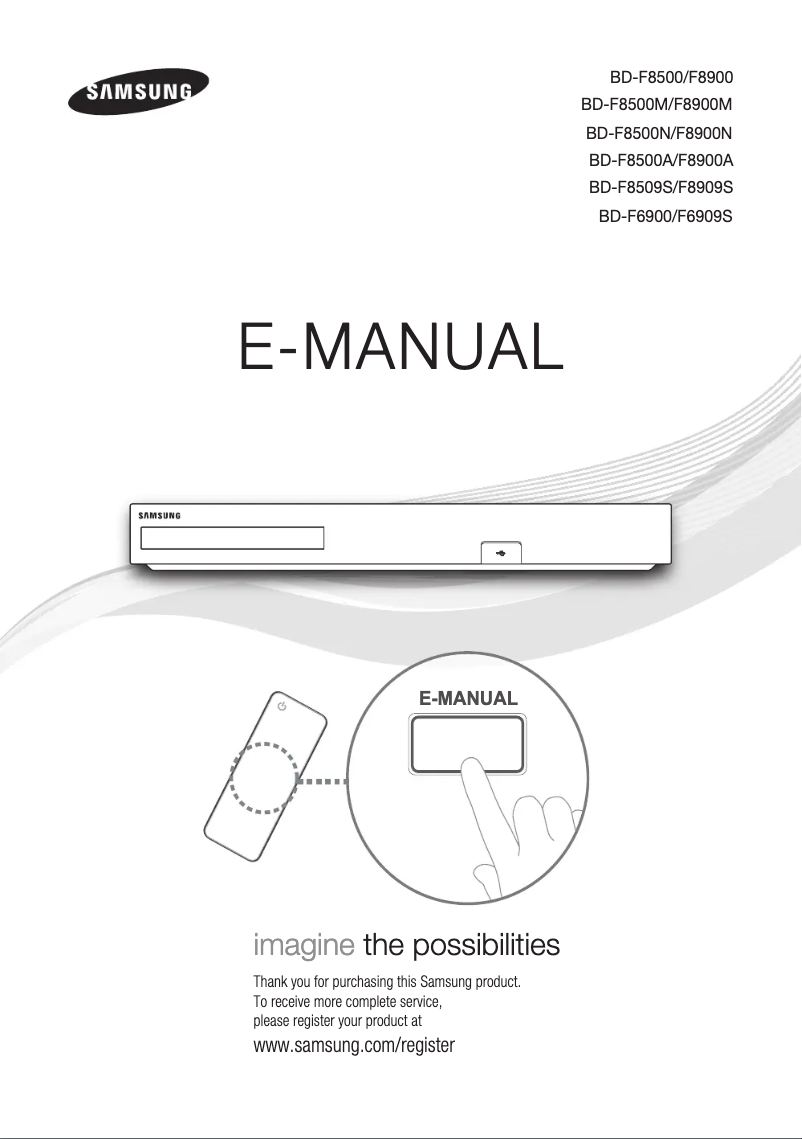 Page 1 de la notice Manuel utilisateur Samsung BD-F8500N