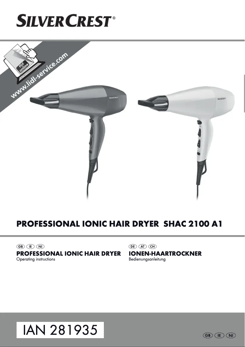 Image de la première page du manuel de l'appareil SHAC 2100 A1