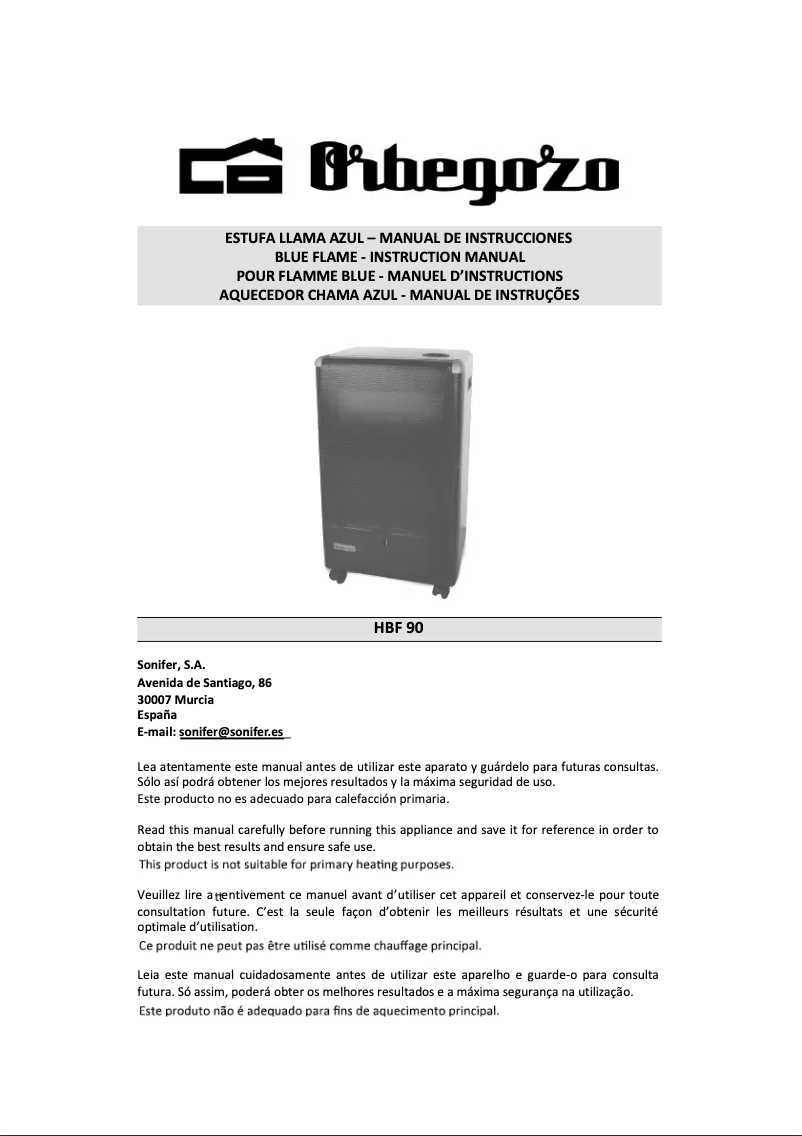 Page 1 de la notice Manuel utilisateur Orbegozo HBF 90