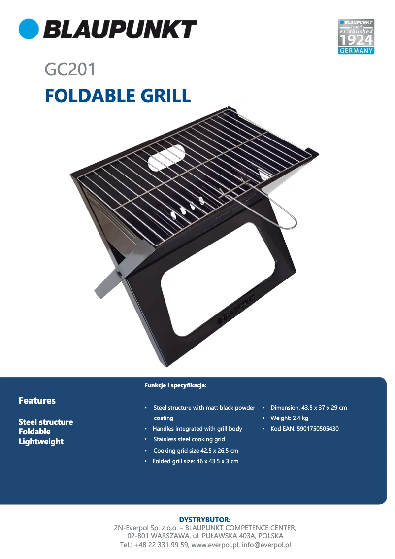 Page 1 de la notice Fiche technique Blaupunkt GC201