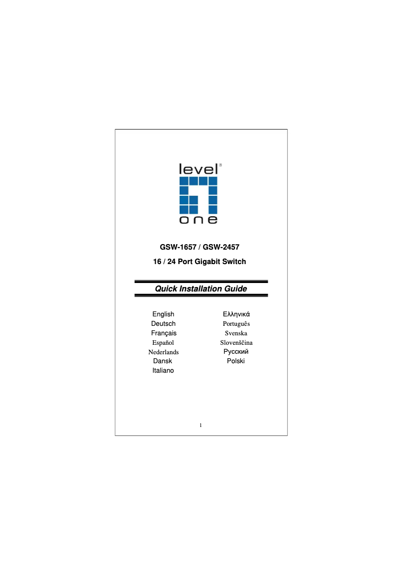 Page n°1 - Manuel utilisateur LevelOne GSW-2457