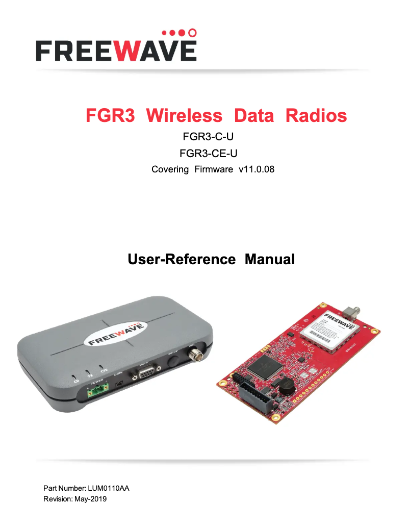 Page 1 de la notice Manuel utilisateur FreeWave FGR3-CE-U