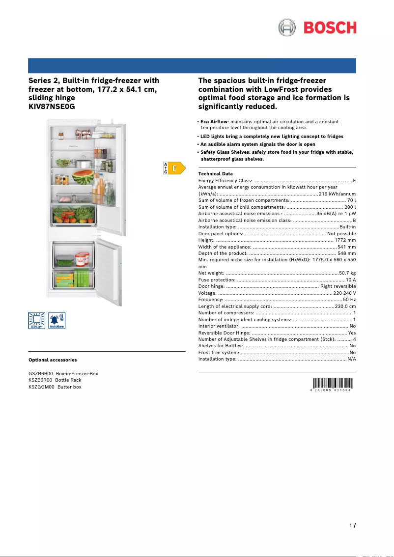 Image de la première page du manuel de l'appareil KIV87NSE0G