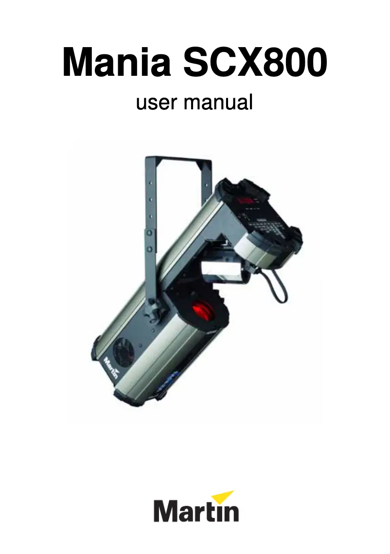 Page n°1 - Manuel utilisateur Martin Mania SCX800