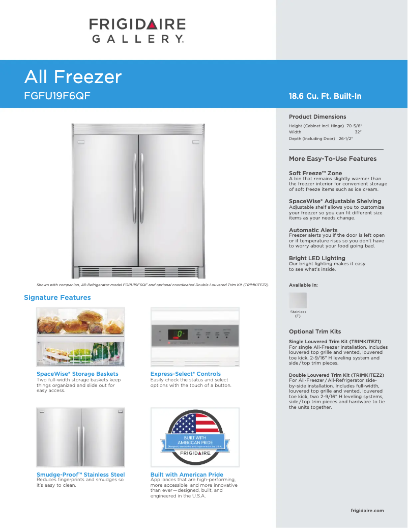 Image de la première page du manuel de l'appareil FGFU19F6QF