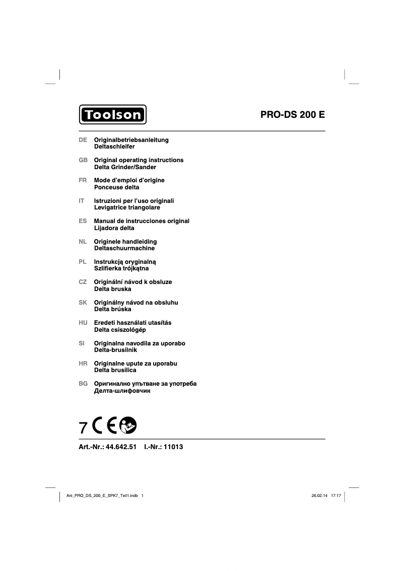 Page n°1 - Manuel utilisateur Toolson PRO-DS 200 E