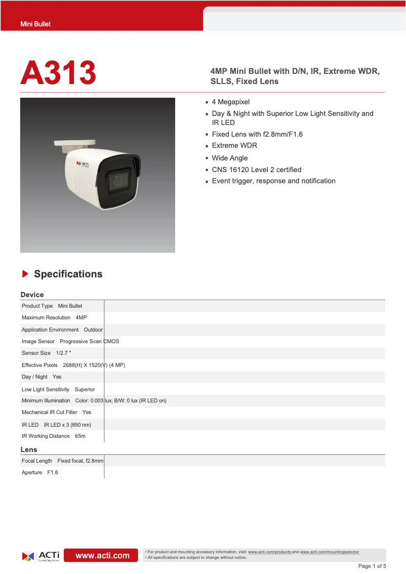 Image de la première page du manuel de l'appareil A313