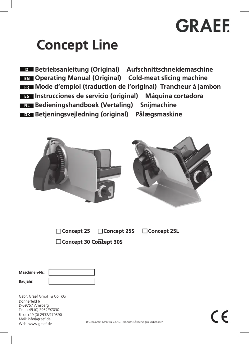 Page 1 de la notice Manuel utilisateur Graef Concept 30S