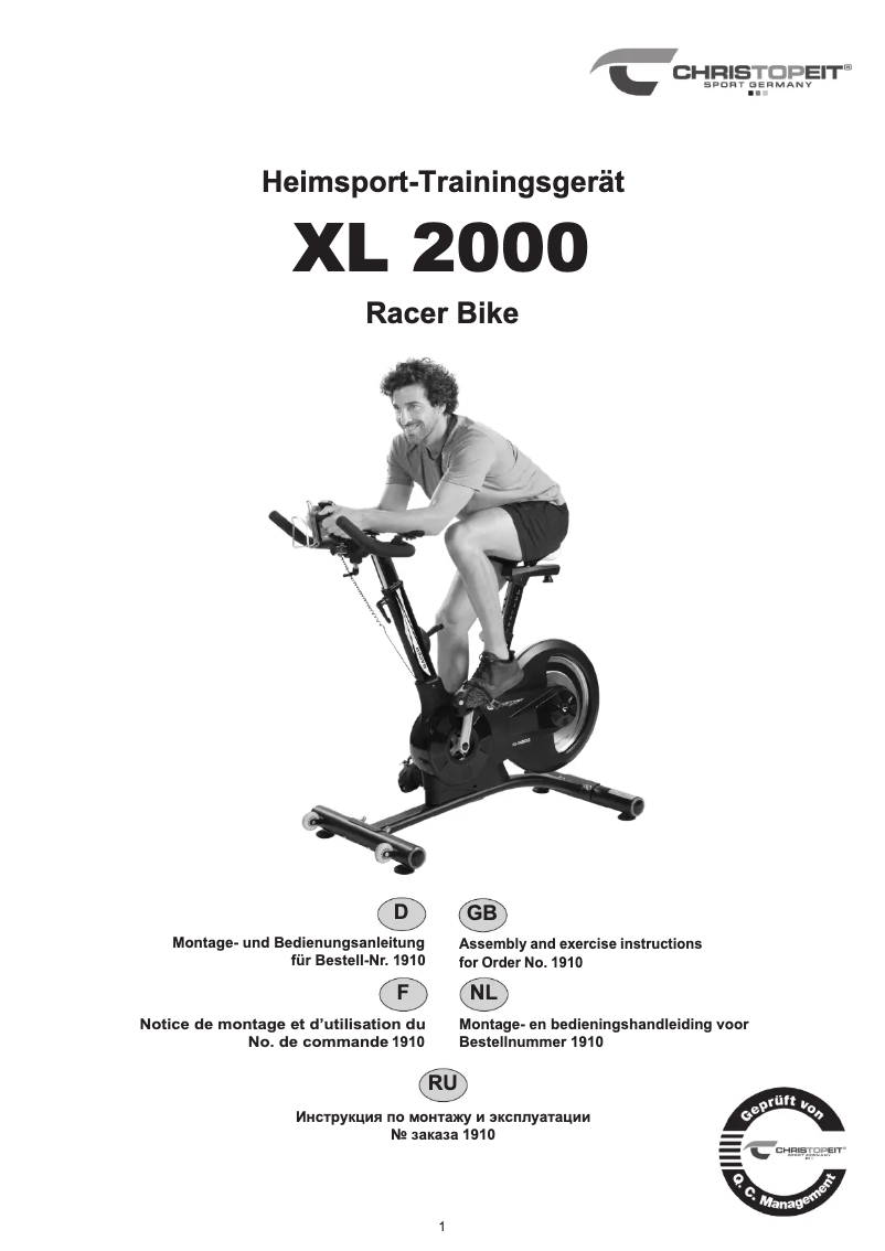 Page n°1 - Manuel utilisateur Christopeit XL 2000