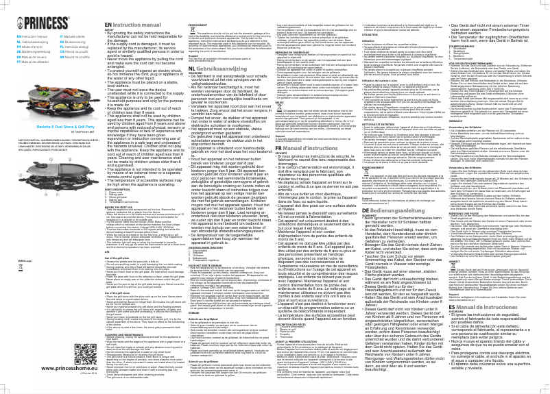 Página 1 del manual Manual de usuario Princess Raclette 8 Stone & Grill Party 162820