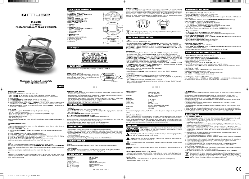 Image de la première page du manuel de l'appareil M-26
