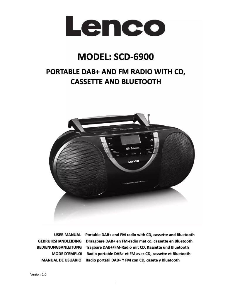 Page 1 of the manual User Manual Lenco SCD-6900