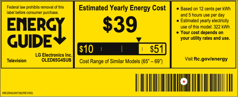 Page 1 of the manual Energy Label LG OLED65G4SUB