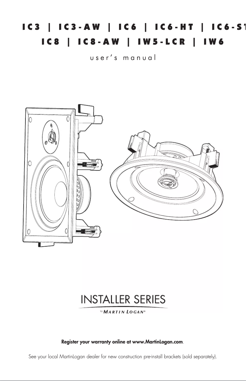 Page n°1 - Manuel utilisateur Martin Logan IC3-AW