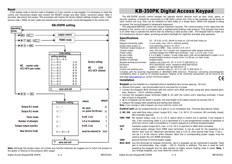 Page 1 de la notice Manuel utilisateur Joblotron KB-350PK