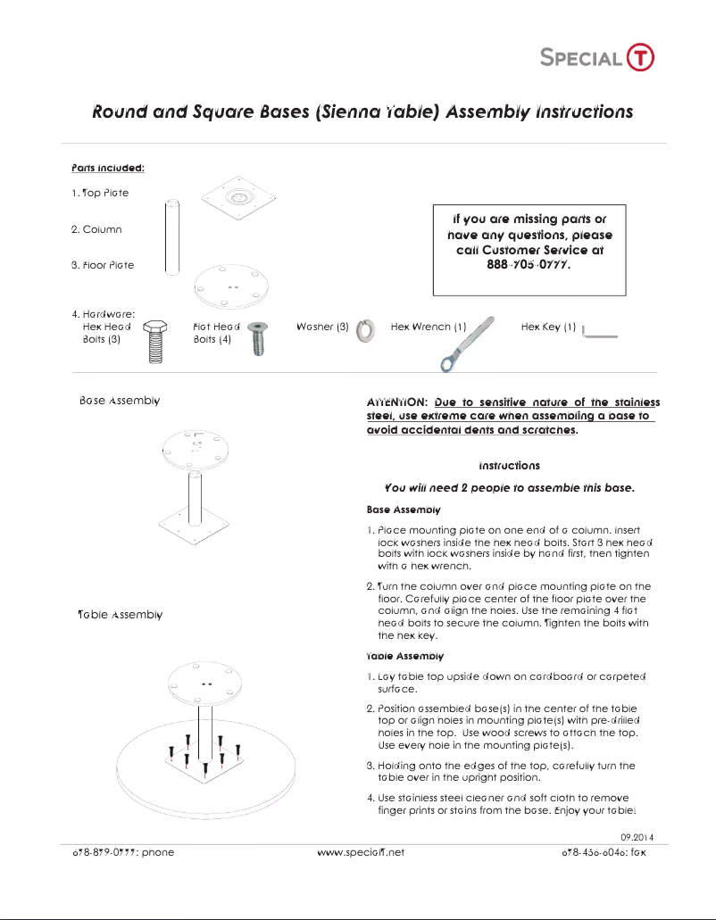Page n°1 - Manuel utilisateur Special-T Sienna SIEN-30