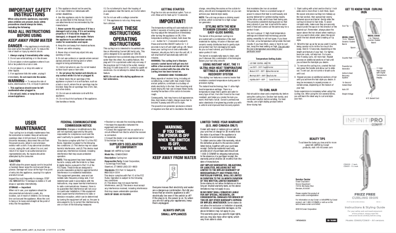 Image de la première page du manuel de l'appareil InfinitiPRO CD600