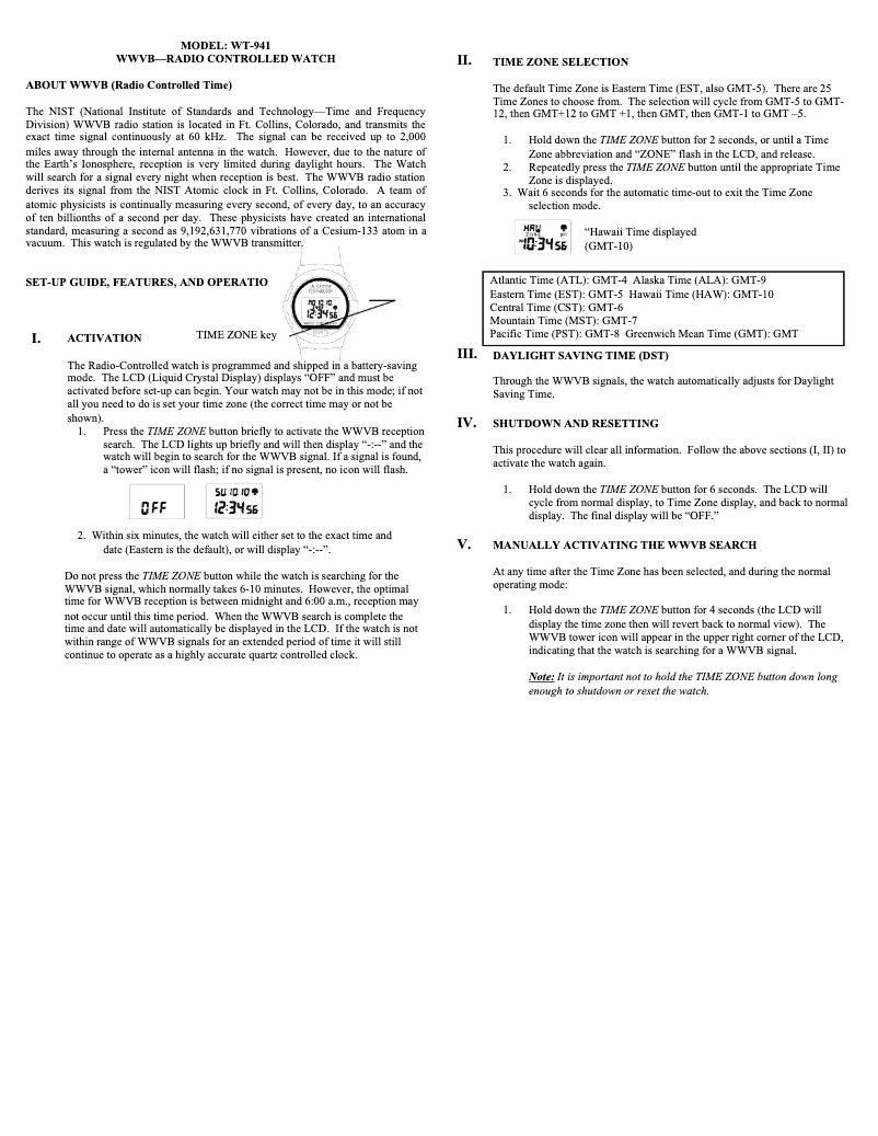 Image de la première page du manuel de l'appareil WT-941