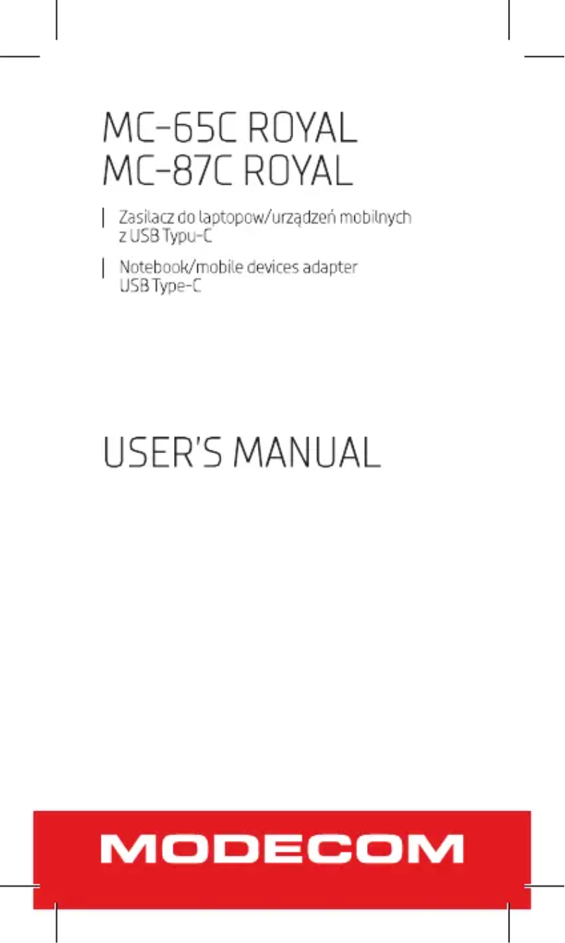 Page 1 de la notice Manuel utilisateur ModeCom MC-65C