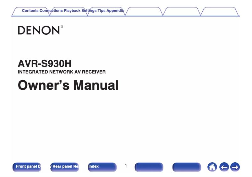 Page n°1 - Manuel utilisateur Denon AVR-S930H