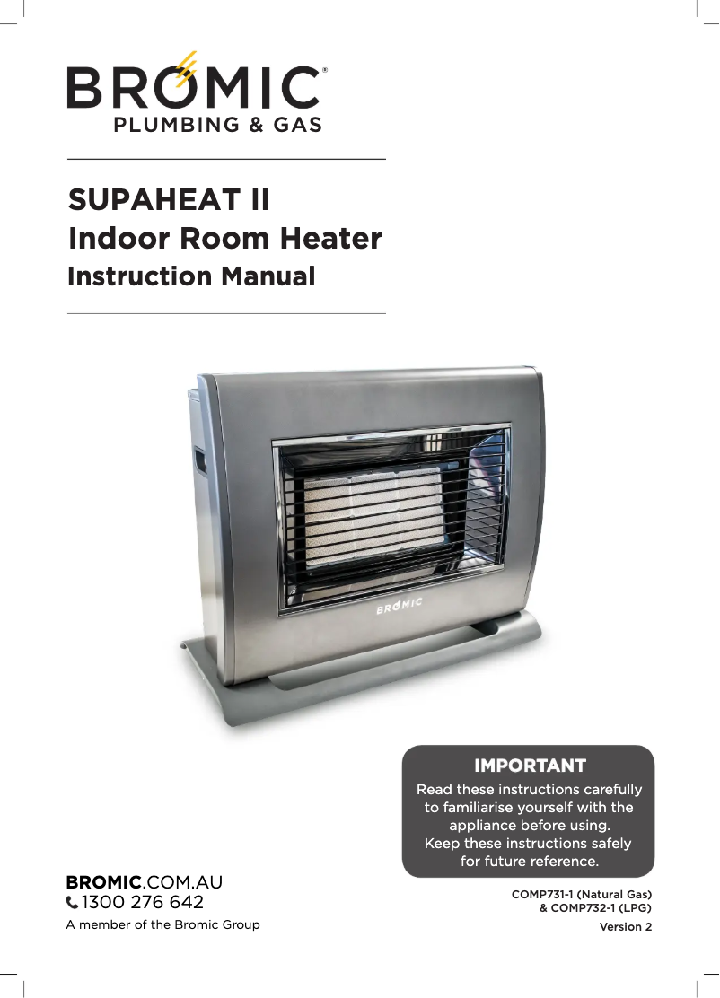 Page n°1 - Manuel utilisateur Bromic Supaheat II
