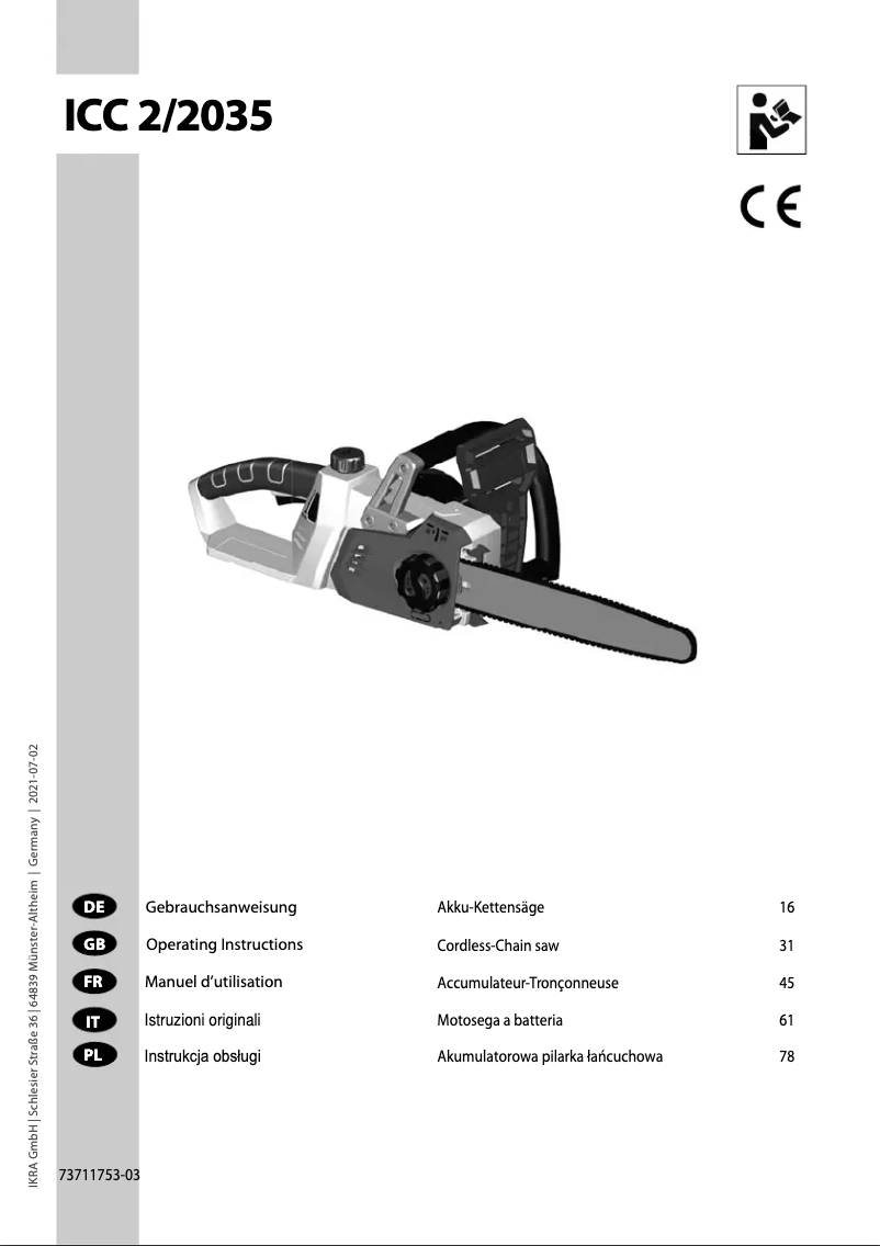 Page 1 de la notice Manuel utilisateur IKRA ICC 2/2035