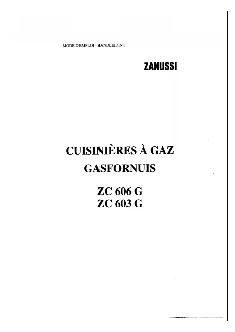 Page n°1 - Manuel utilisateur Zanussi ZC603G