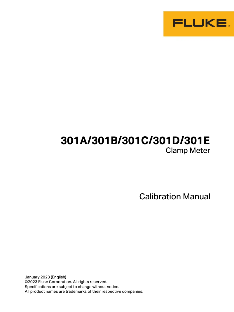 Page 1 de la notice Manuel utilisateur Fluke 301A