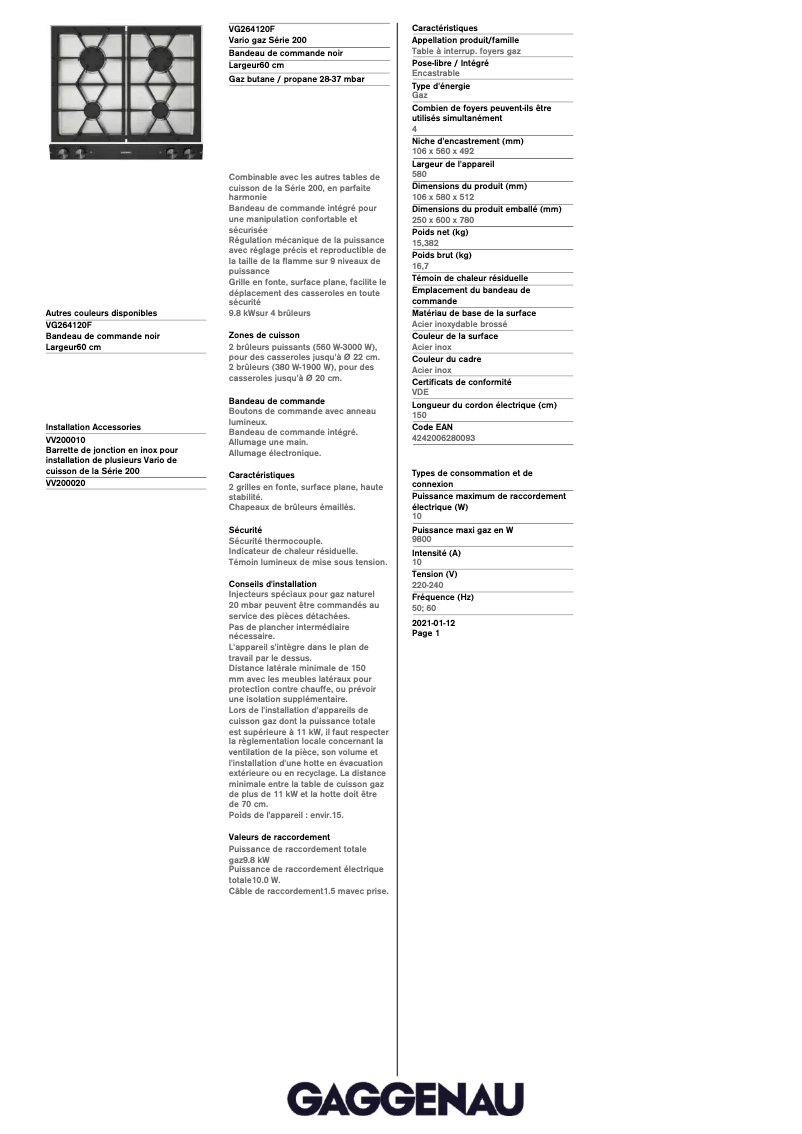 Image de la première page du manuel de l'appareil VG264120F