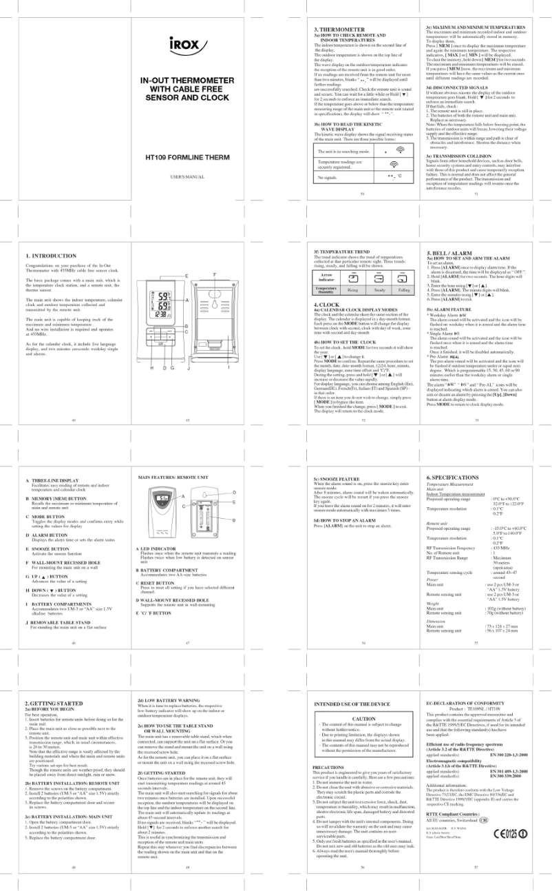 Image de la première page du manuel de l'appareil HT109