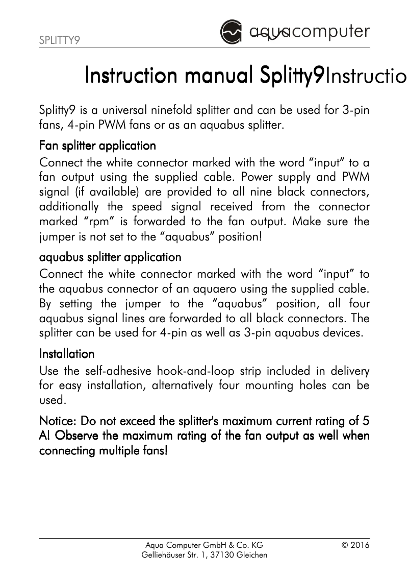 Página 1 del manual Manual de usuario Aqua Computer Splitty9