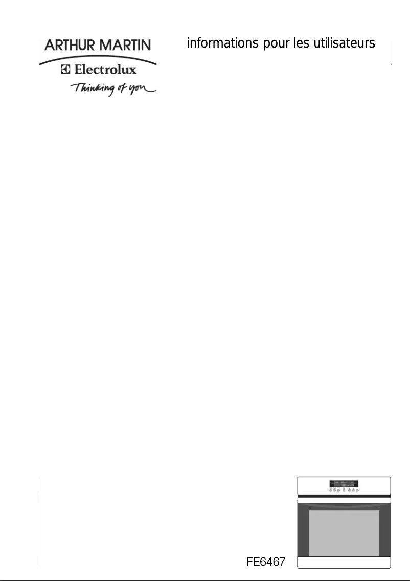 Page n°1 - Manuel utilisateur Arthur Martin-Electrolux FE 6467