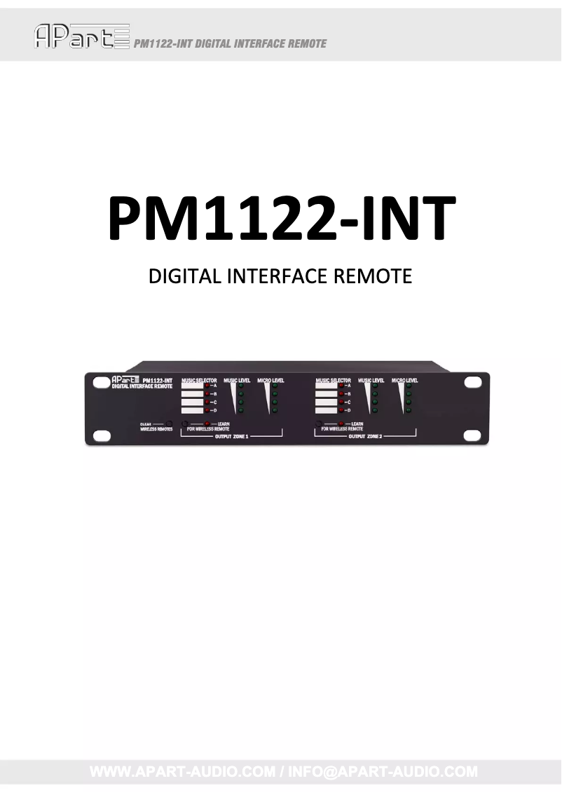 Page n°1 - Manuel utilisateur APart PM1122-INT