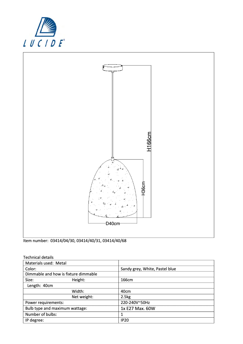 Page n°1 - Manuel utilisateur Lucide Eternal 03414/40/68