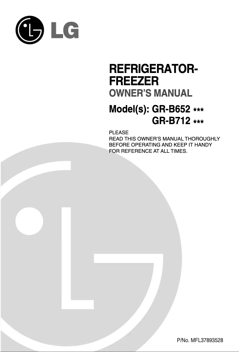 Page n°1 - Manuel utilisateur LG GR-B712YTB