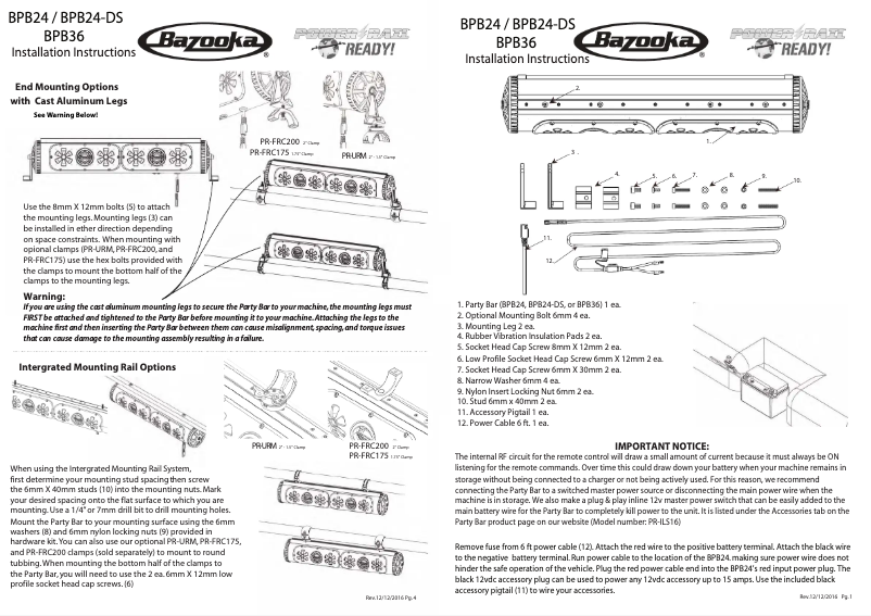 Page 1 de la notice Manuel utilisateur Bazooka BPB36-G2