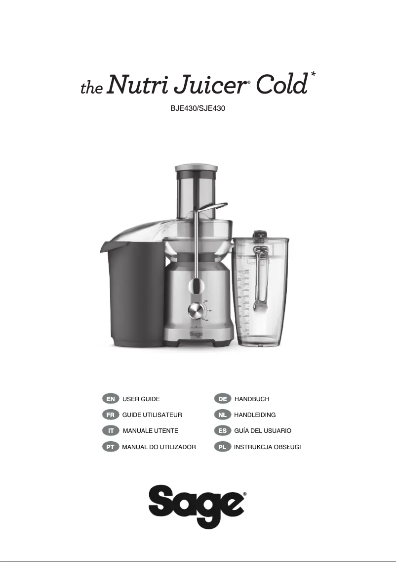 Page n°1 - Manuel utilisateur Sage the Nutri Juicer Cold SJE430