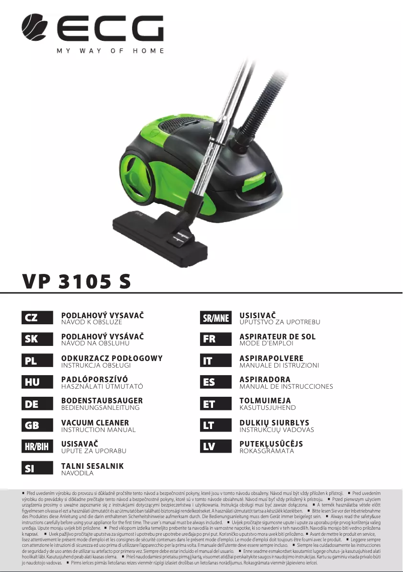 First page image of the manual for VP 3105 S