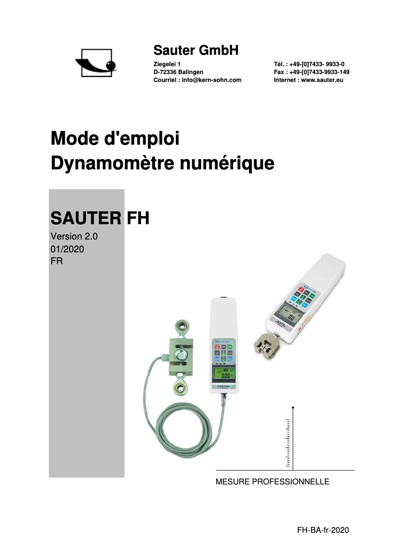 Page 1 de la notice Manuel utilisateur Kern FH 100 EXT