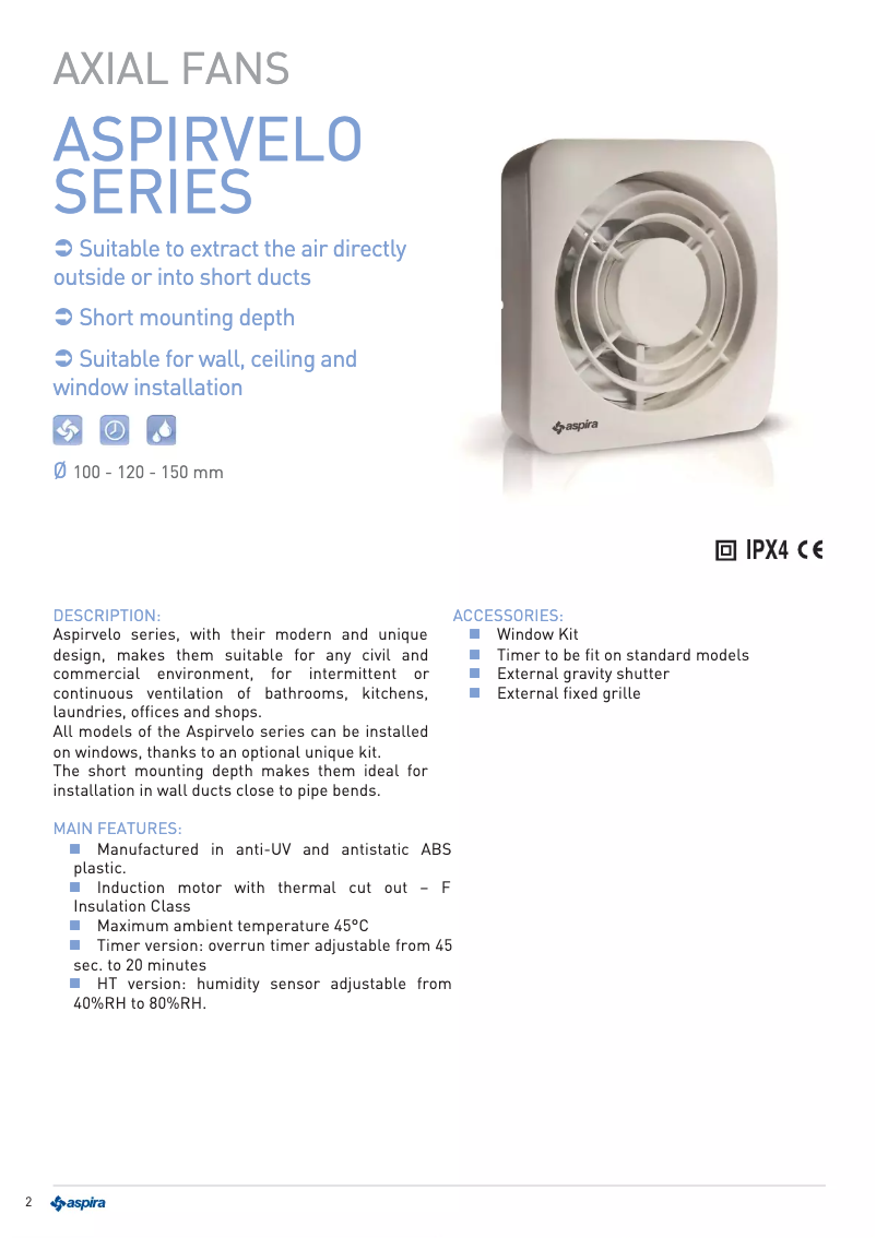 Page 1 de la notice Fiche technique Fantini Cosmi ASPIRVELO