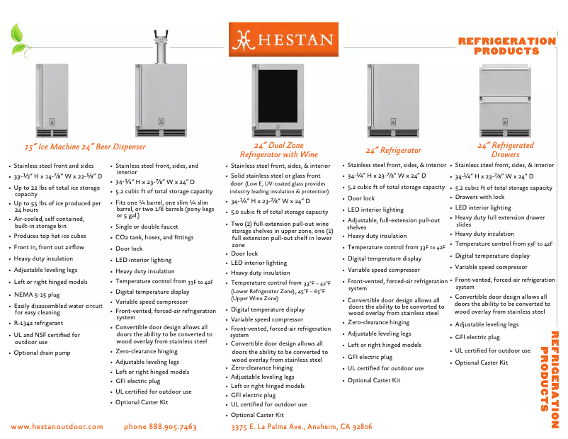Page 1 de la notice Fiche technique Hestan GRSR24