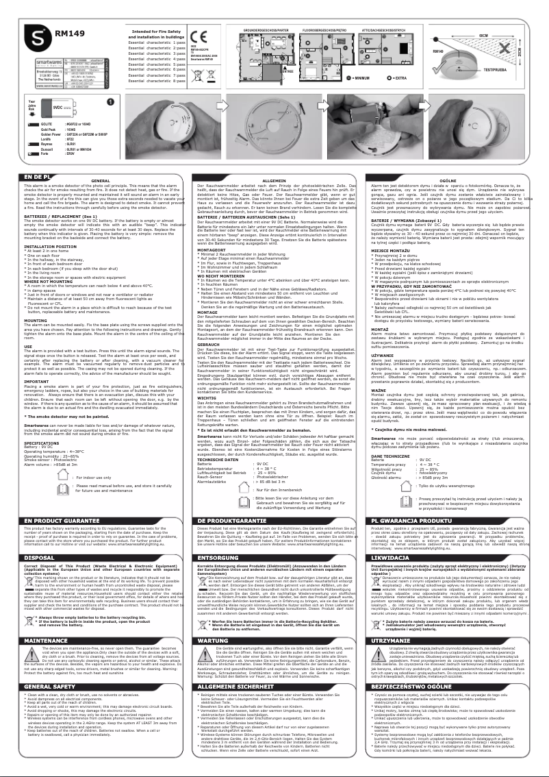 Page 1 de la notice Manuel utilisateur Smartwares RM149/4 1YR