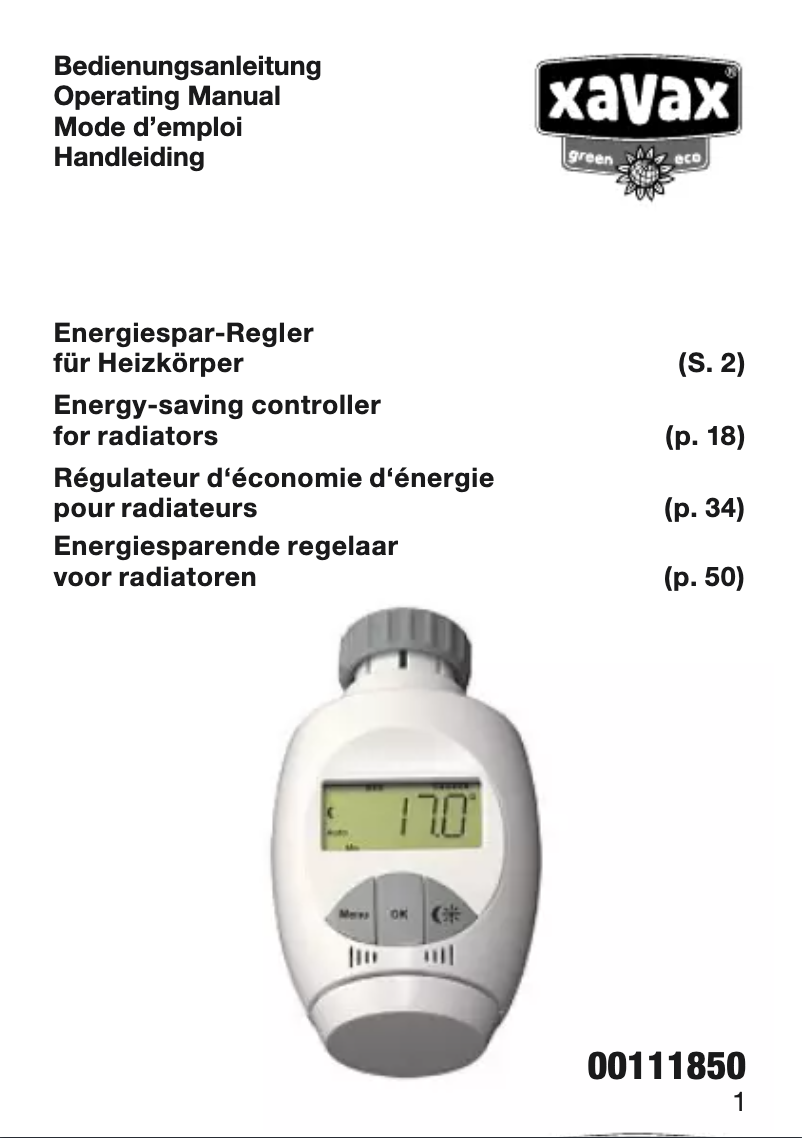 Page 1 de la notice Manuel utilisateur Xavax 111850