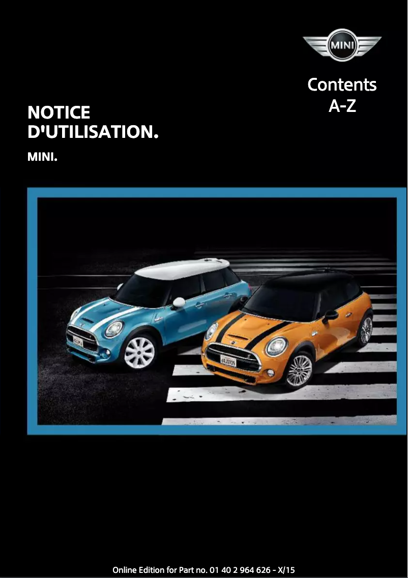 Page 1 de la notice Manuel utilisateur Mini 3 door (2015)