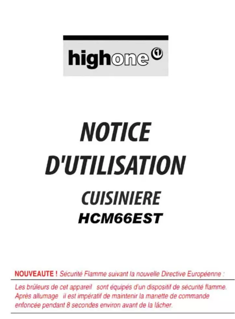 Page 1 de la notice Manuel utilisateur High One HCM 66 EST