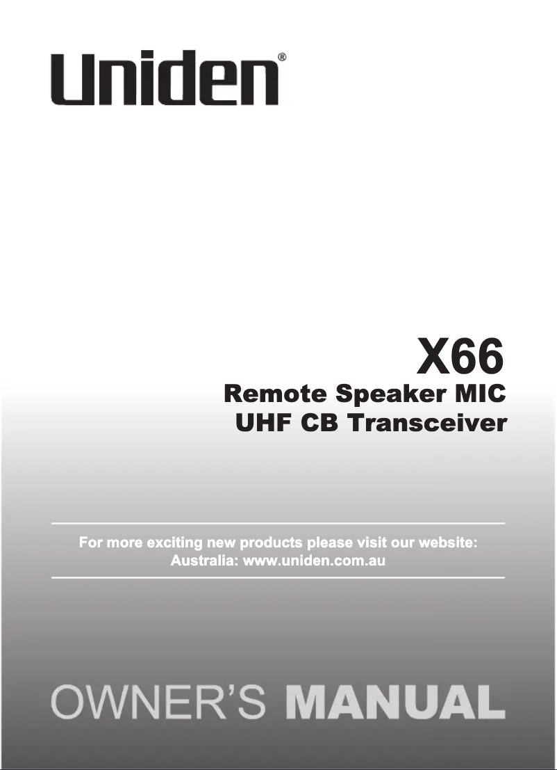 Image de la première page du manuel de l'appareil X66