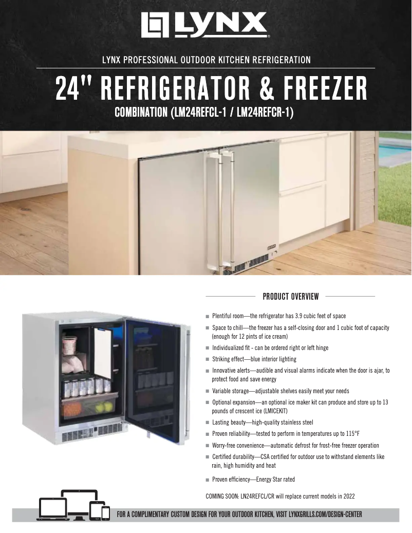Page 1 de la notice Fiche technique Lynx Professional LM24REFCR