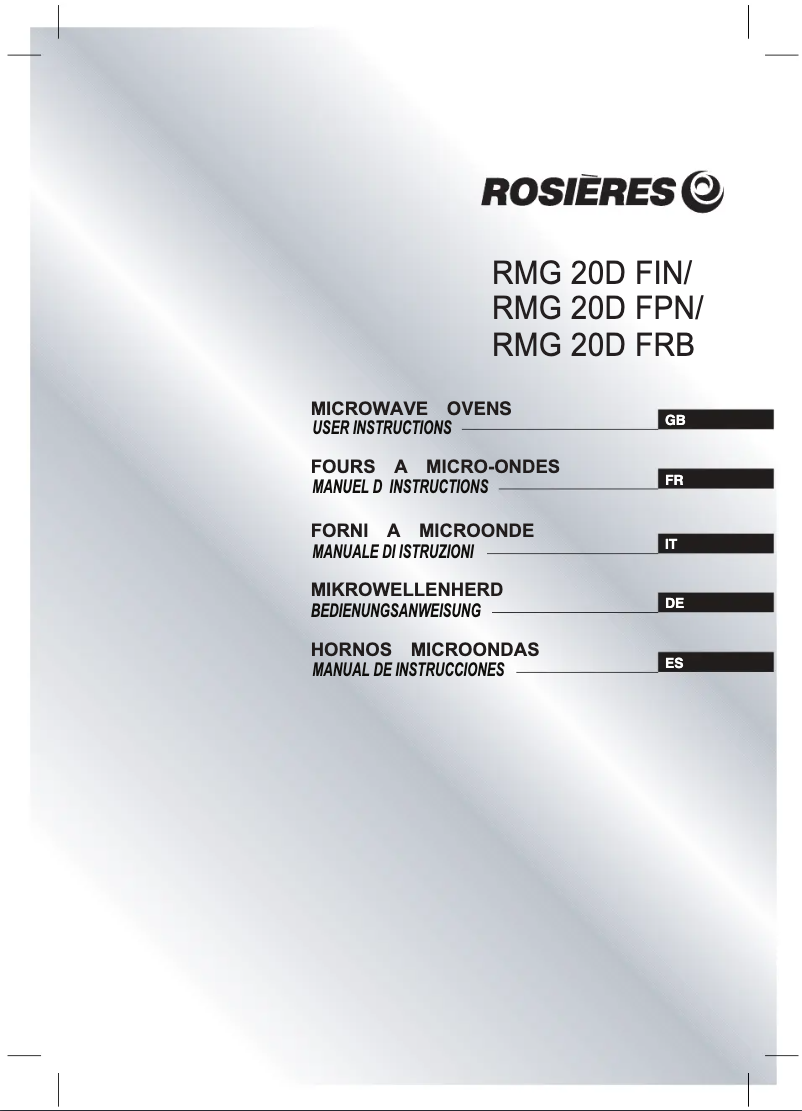 Page n°1 - Manuel utilisateur Rosieres RMG 20D FRB