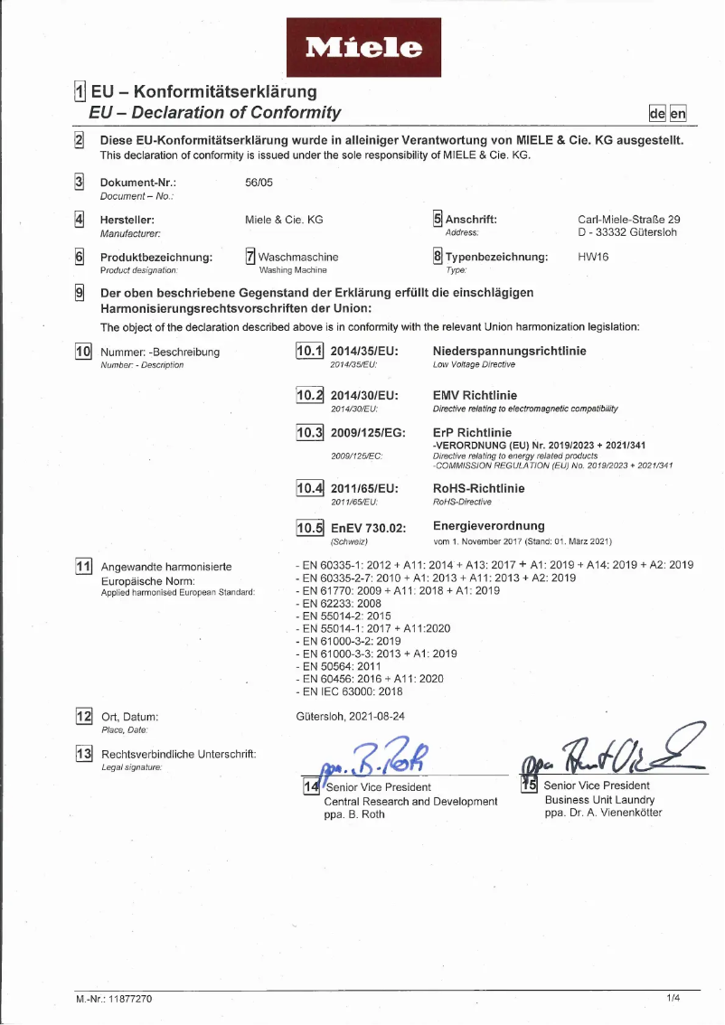 Page n°1 - Mode d'emploi Miele WW670 WPM