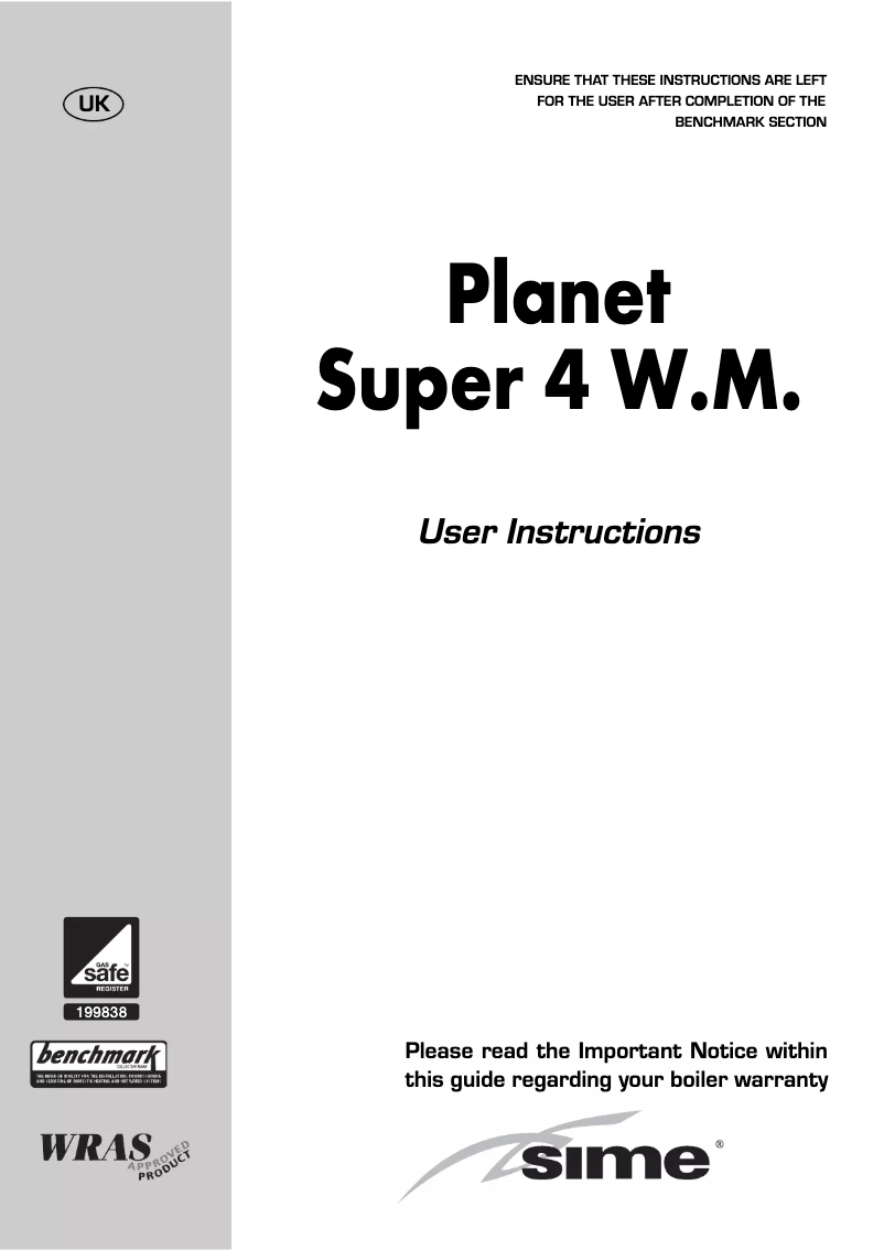 Image de la première page du manuel de l'appareil Planet Super 4 W.M.